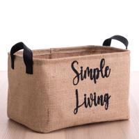 Tárolókosár, Simple Living felirattal, nagy, szövet, bézs, 30 cm - SIMPLE LIVING - Butopêa